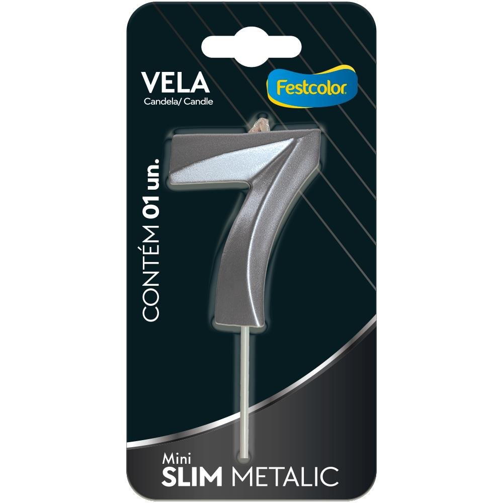 Vela Mini Slim Metallic Prata N 7