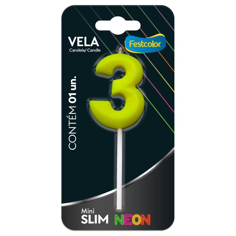 Vela Mini Slim Neon Amarela N 3