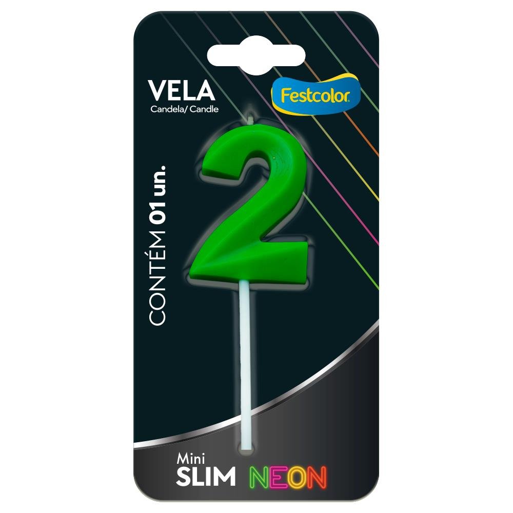 Vela Mini Slim Neon Verde N 2