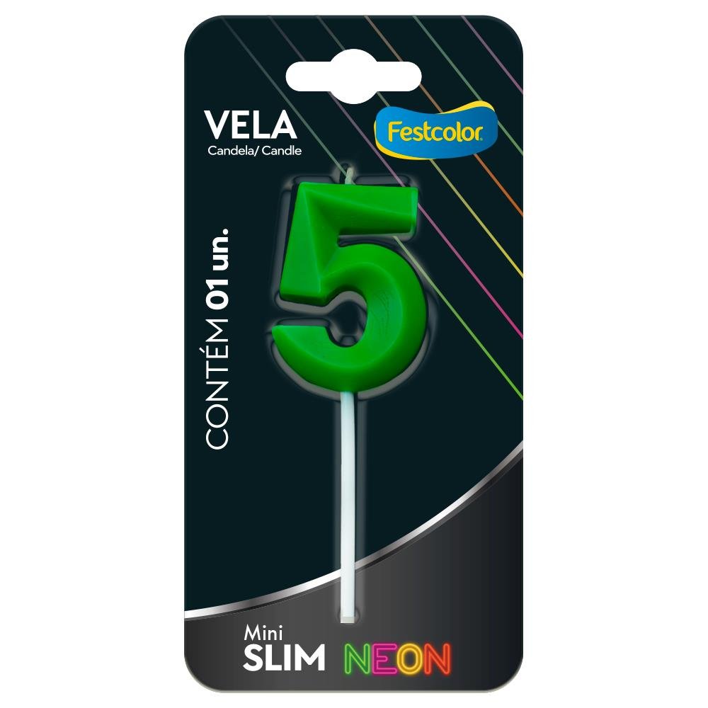 Vela Mini Slim Neon Verde N 5