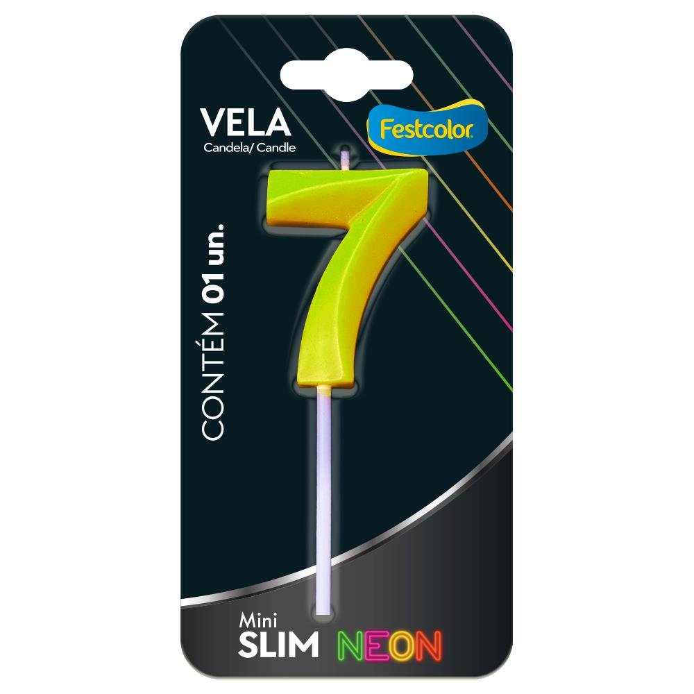 Vela Mini Slim Neon Amarela N 7
