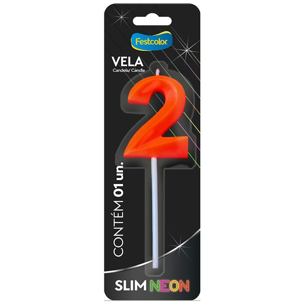Vela Slim Neon Laranja N 2