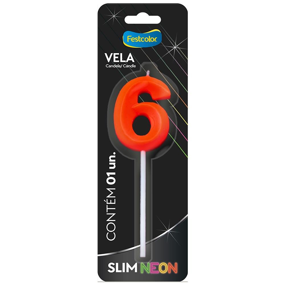 Vela Slim Neon Laranja N 6