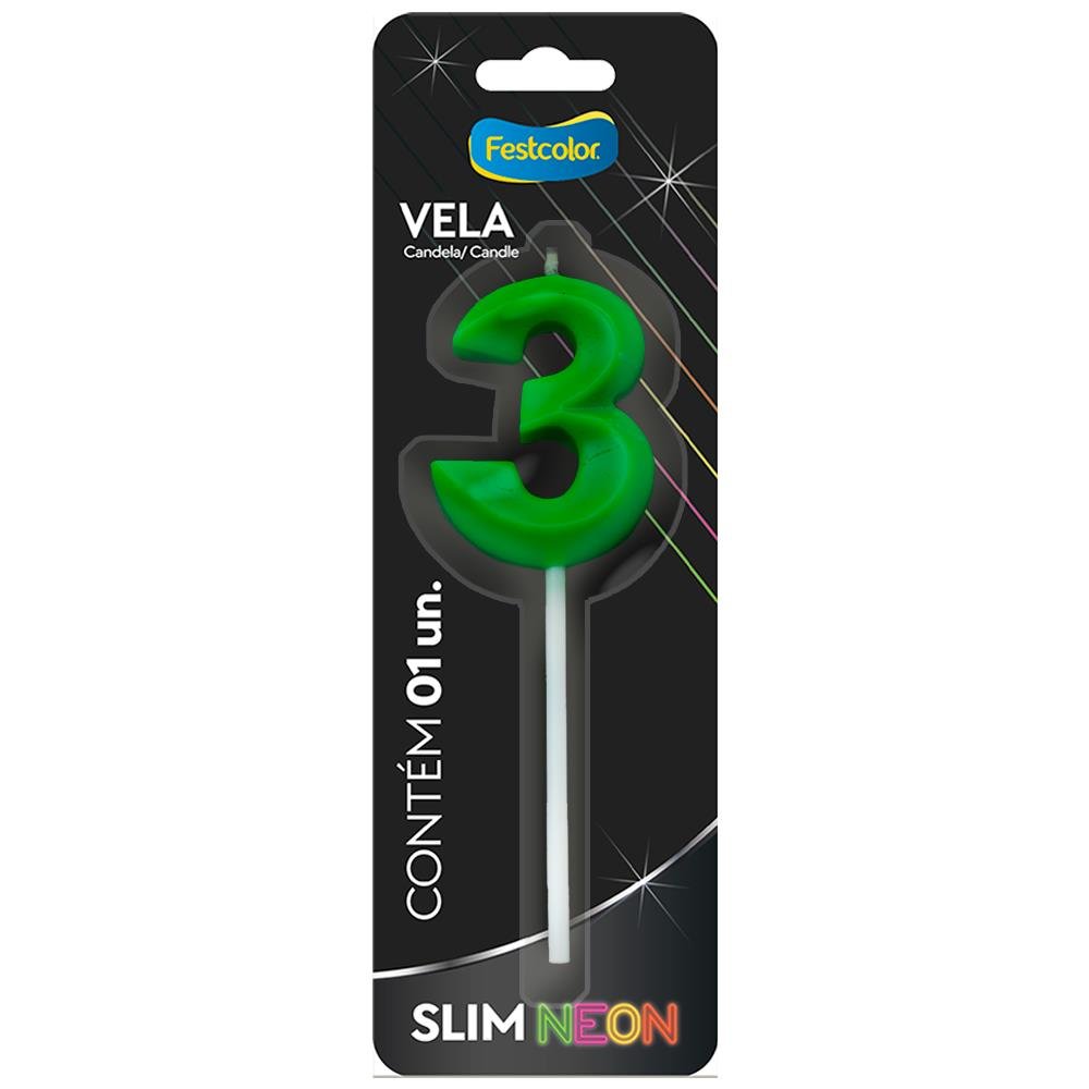 Vela Slim Neon Verde N 3