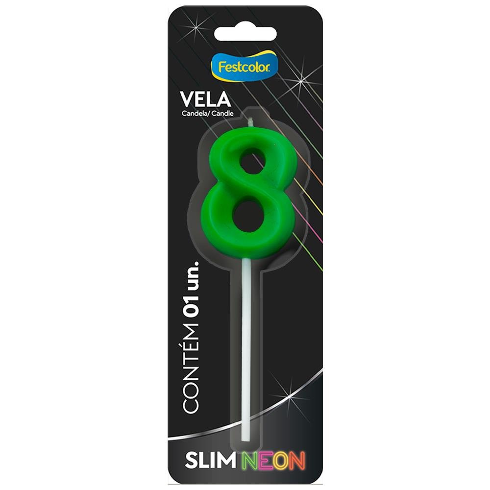Vela Slim Neon Verde N 8