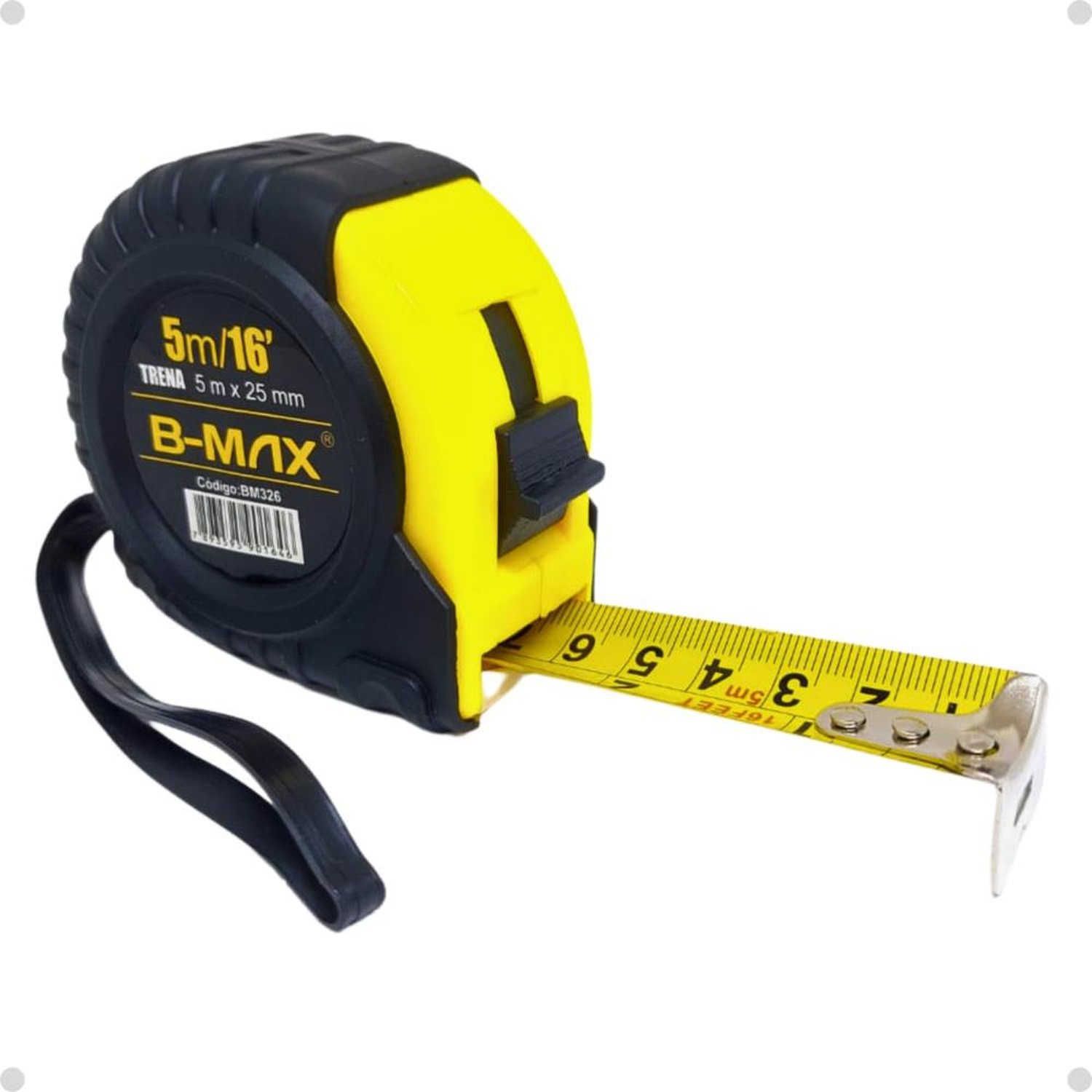 Trena 5 Metros X 25Mm Bmax Emborrachada De Bolso Com Trava Bt-326