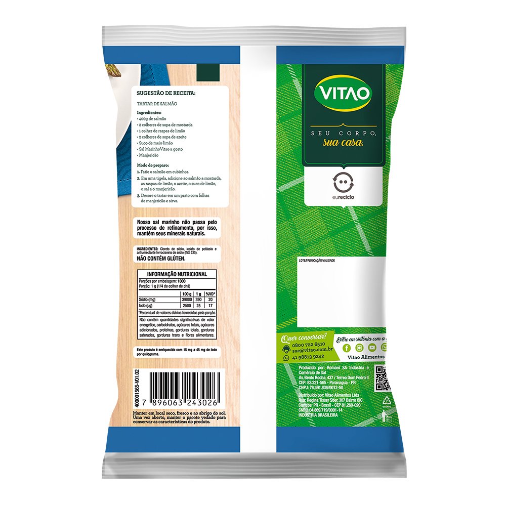 Sal Marinho Vitao 1 kg Fardo Com 10 Unidades