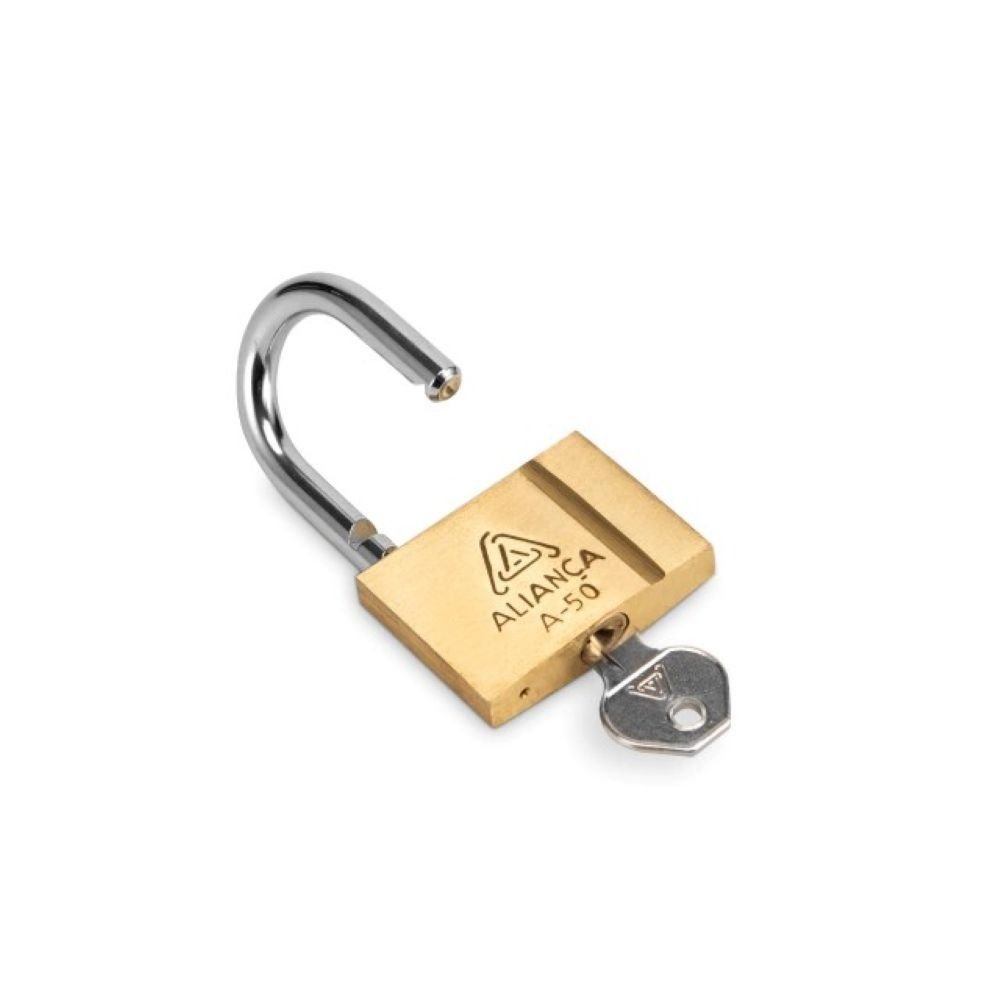 Cadeado De Latão Maciço Com Chave Bt 50mm Aliança