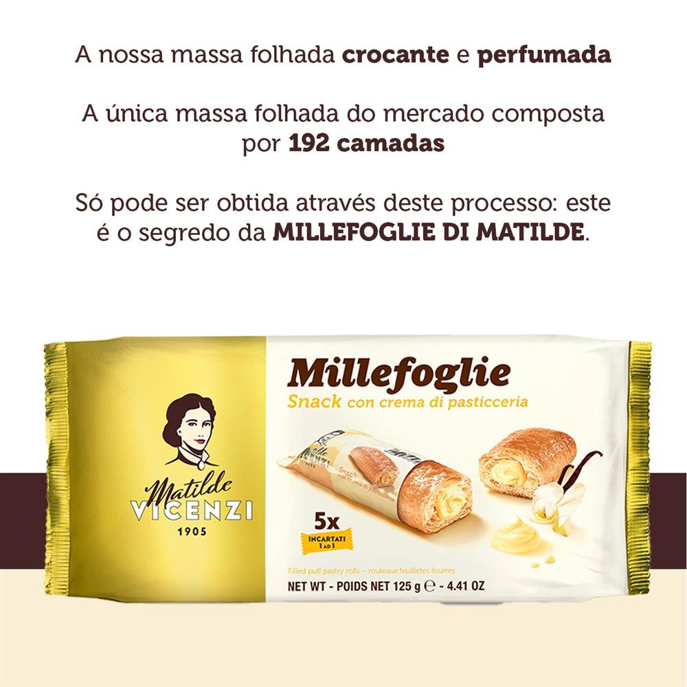 Biscoito Folhado Creme Matilde Vicenzi 125G Caixa Com 16 Unidades