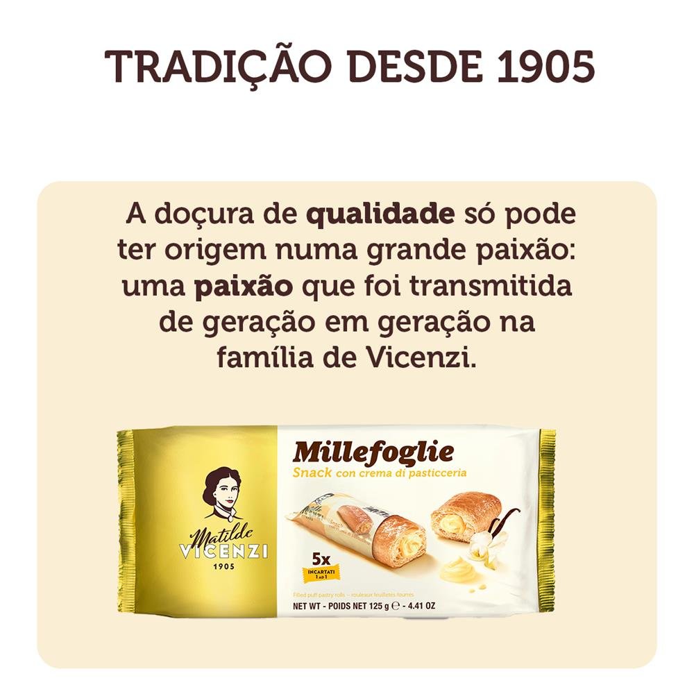 Biscoito Folhado Creme Matilde Vicenzi 125G Caixa Com 16 Unidades
