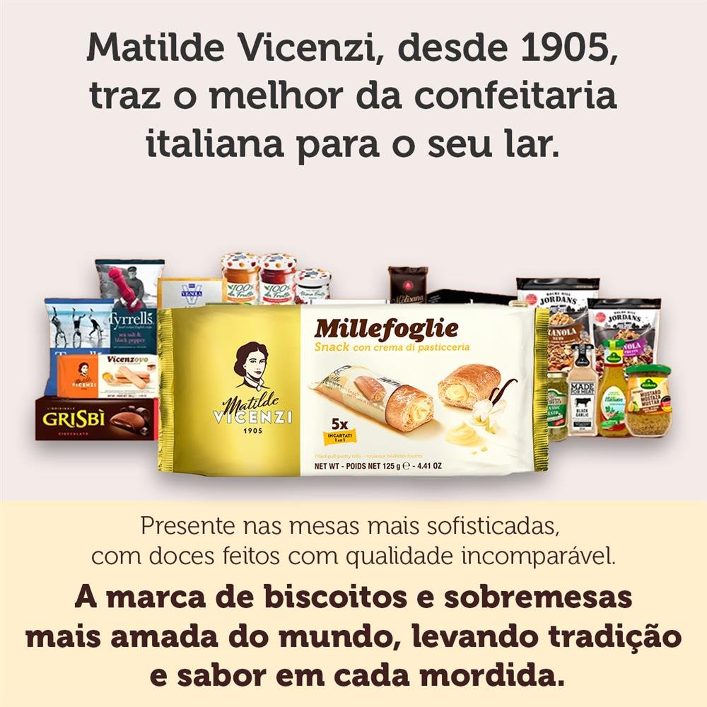 Biscoito Folhado Creme Matilde Vicenzi 125G Caixa Com 16 Unidades