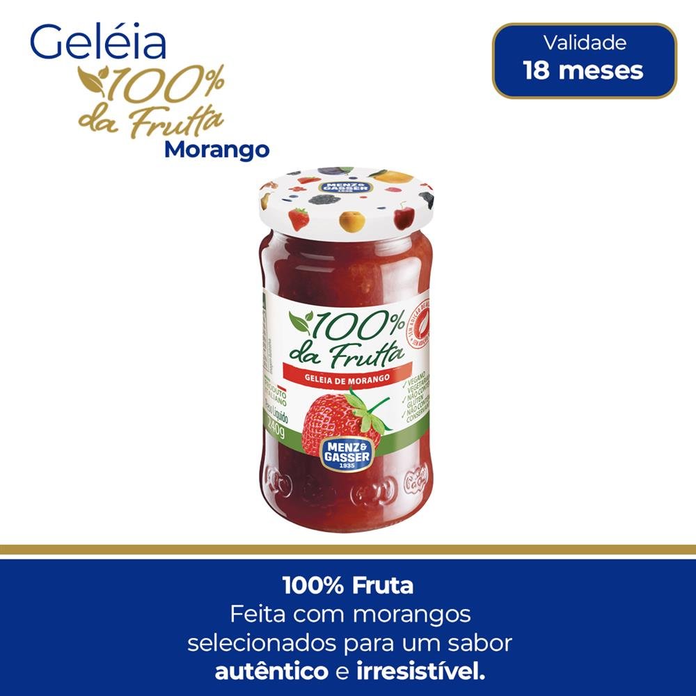 Geleia 100% Fruta Morango 240G Caixa Com 8 Unidades
