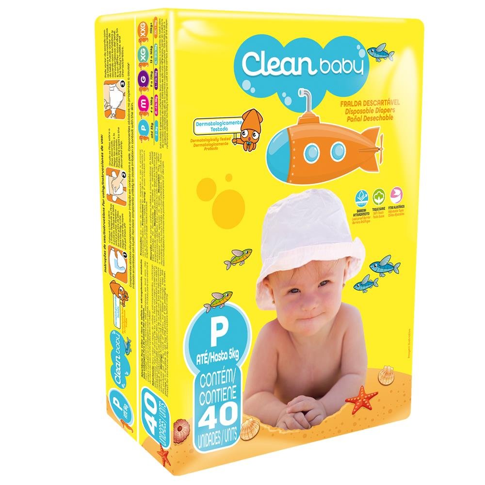 Fralda Infantil Clean Baby Jumbo P Pacote Com 40 Unidades
