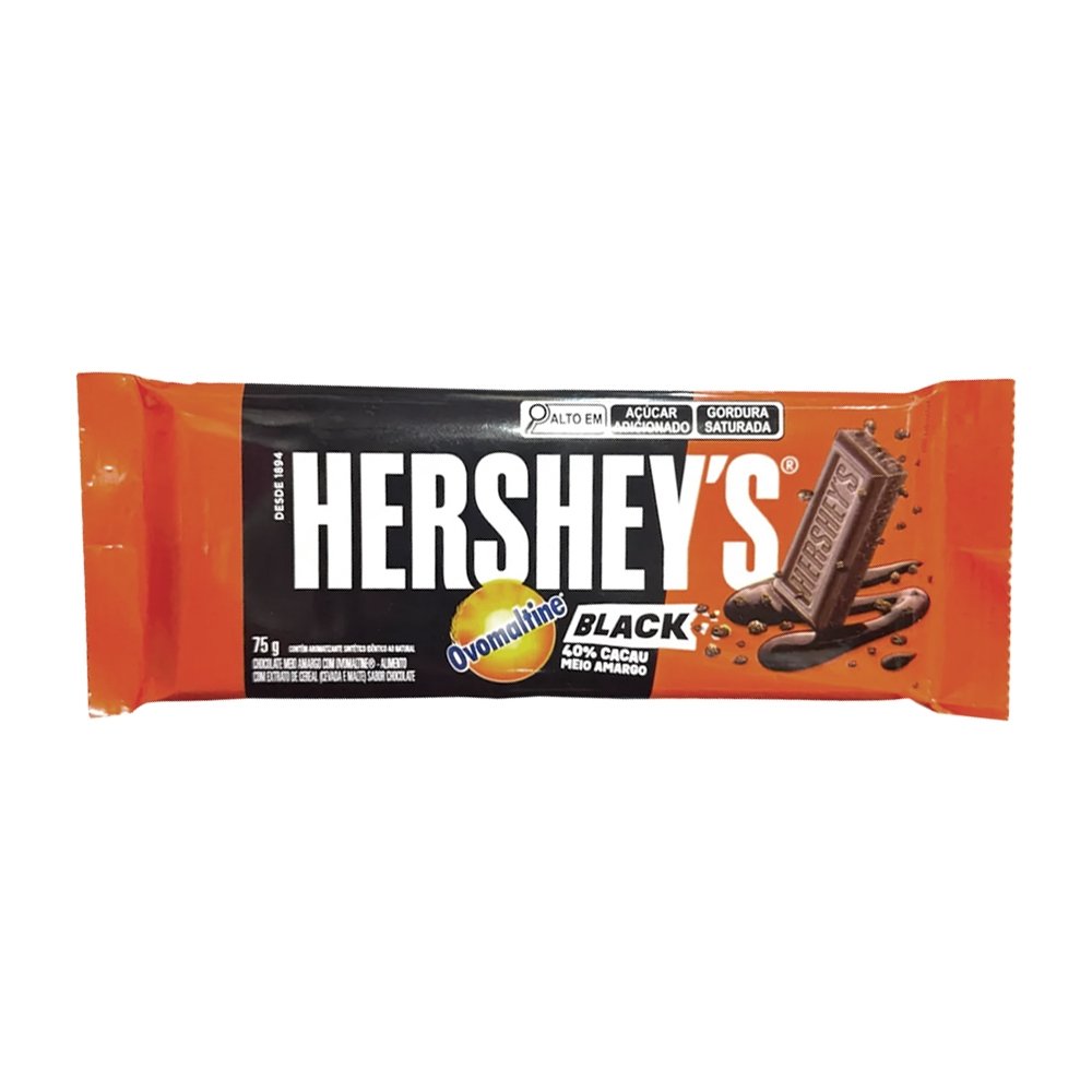 Chocolate Hersheys Meio Amargo Ovomaltine 75g - Embalagem com 18 Unidades