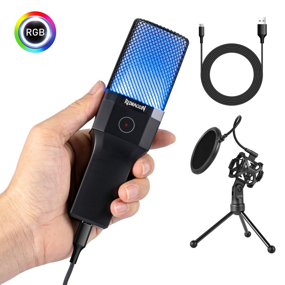 Microfone Gamer Adne Rgb Gm212 , Redragon