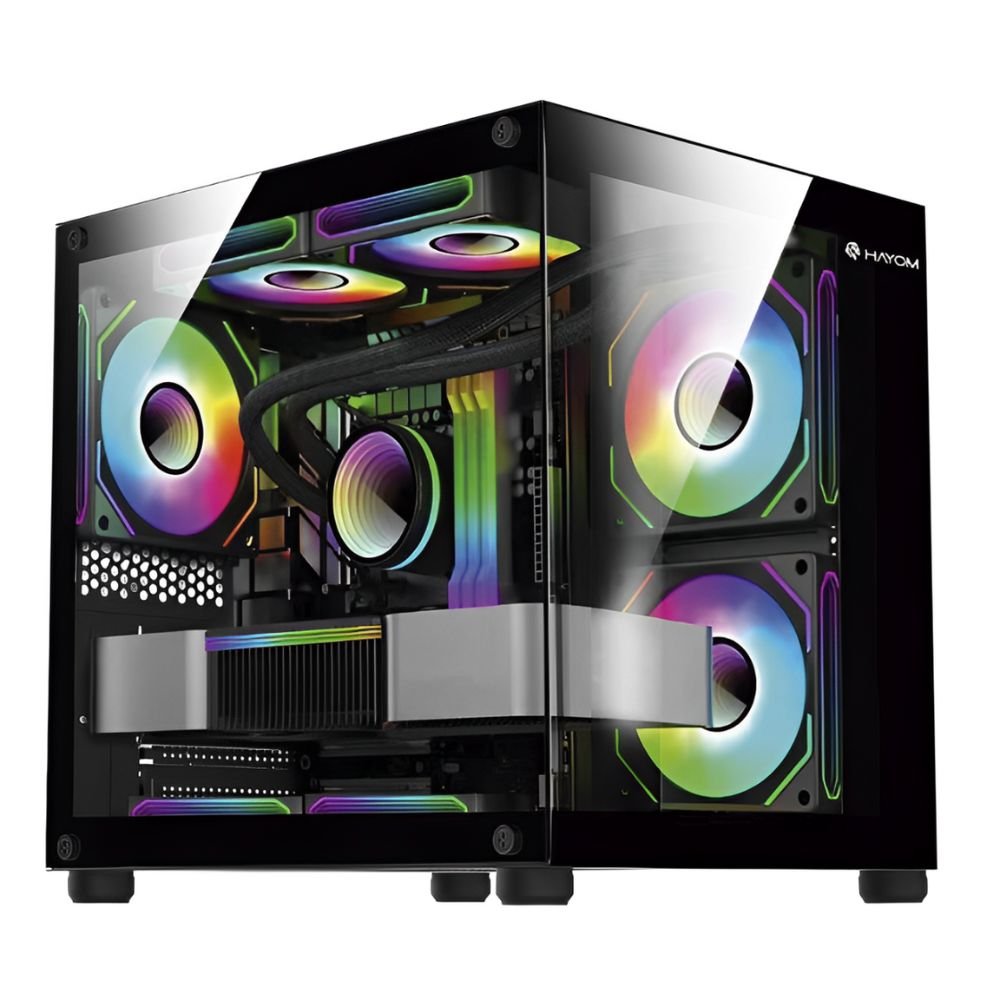 Gabinete Gamer, Vidro Lateral, Suporta 4 Fans, Hayom GB1796 Preto