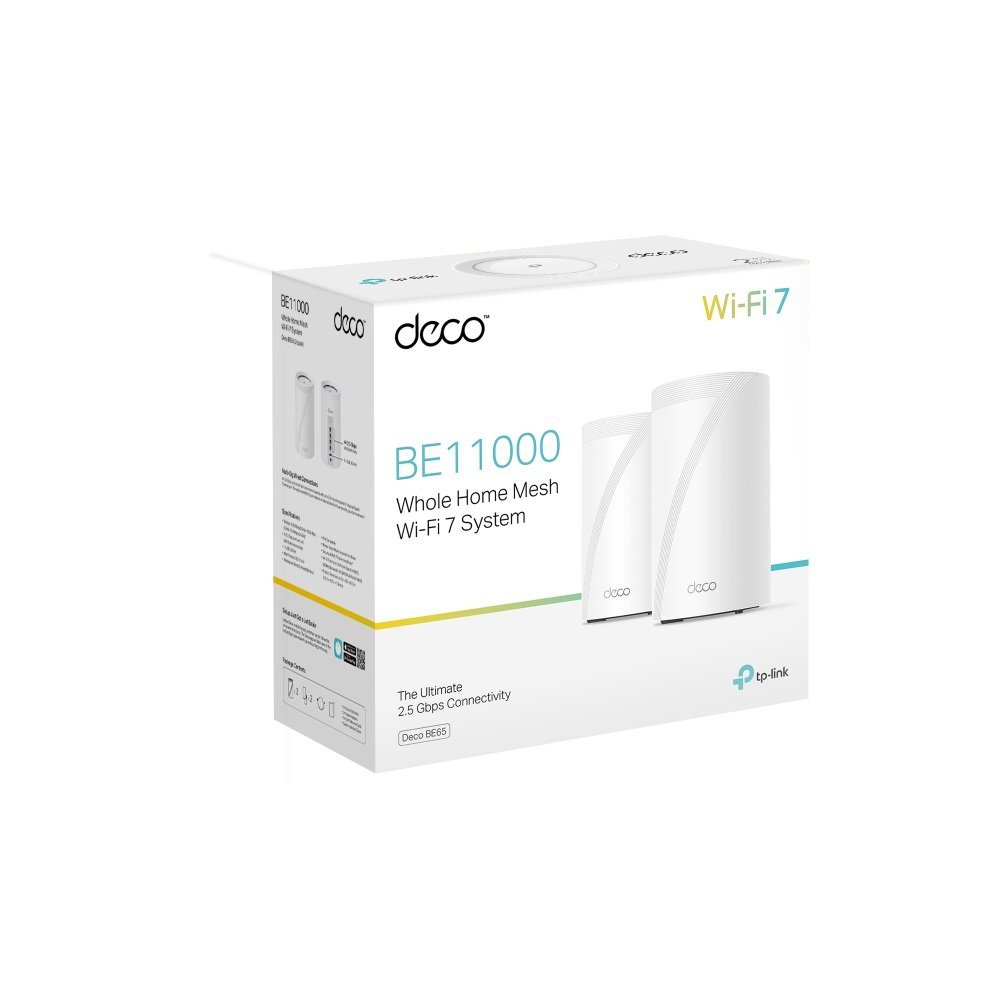 Roteador Wireless Mesh Deco Be65 (2-Pack) Wi-Fi 7, Gigabit, Tri-Band, Be11000, Tp-Link