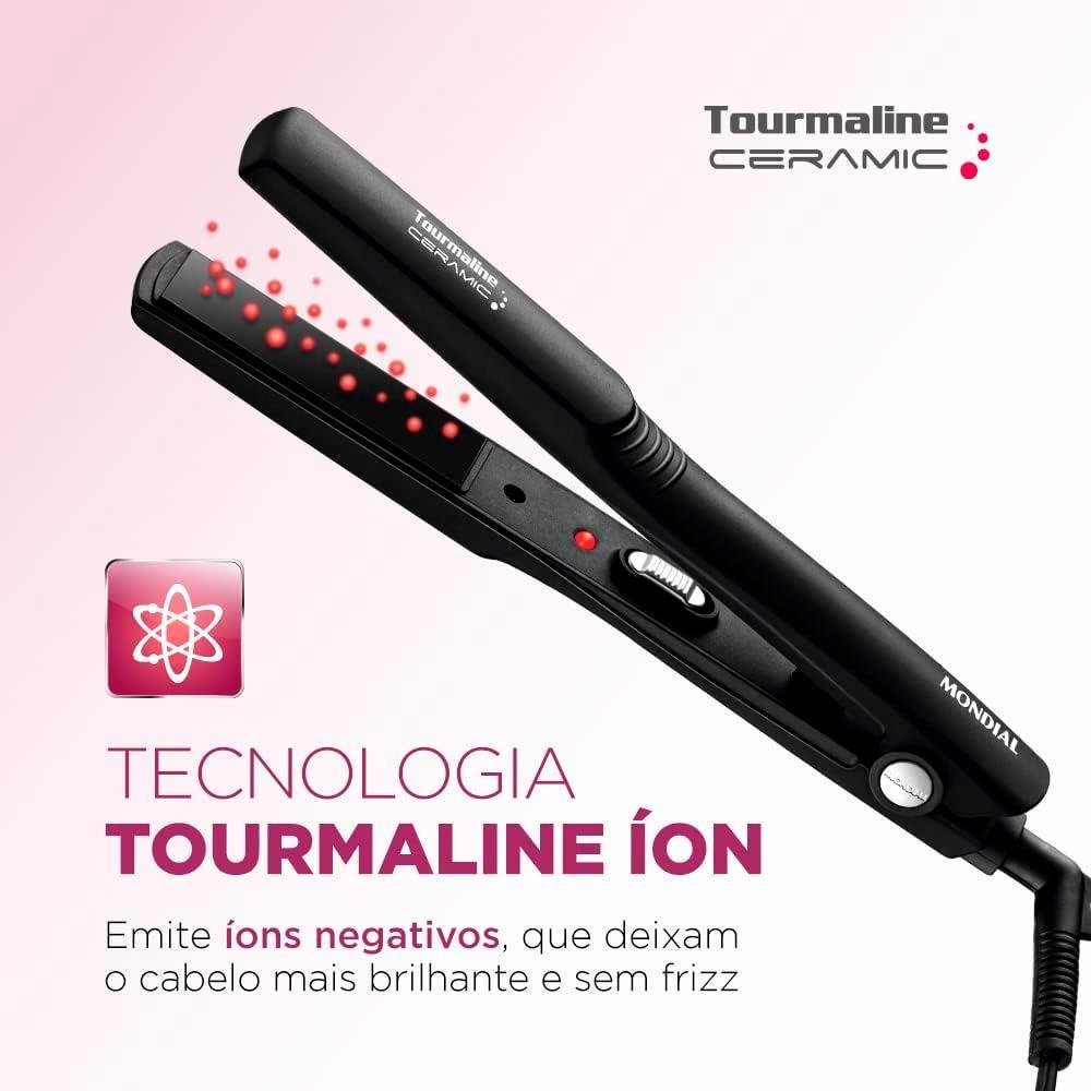 Prancha Alisadora Mondial Tourmaline Ceramic Bivolt Temperatura Máxima 220°C