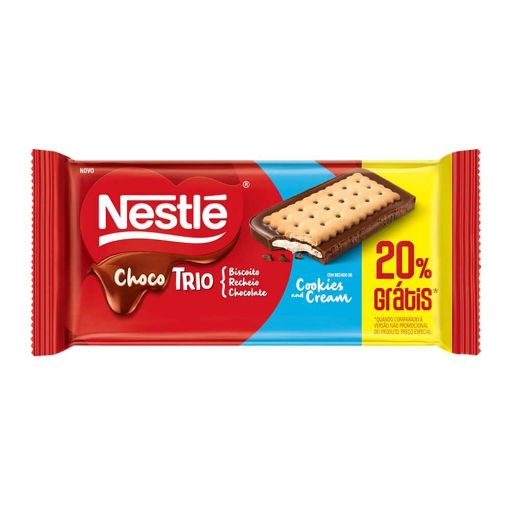 Chocolate Nestlé Chocotrio Leite 90g - Embalagem com 12 Unidades