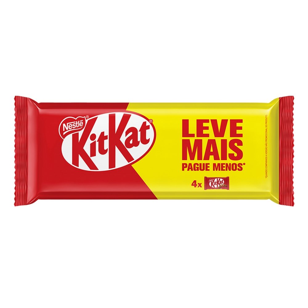 Chocolate Nestle Kitkat 4F Leite 41,5g - Embalagem com 4 Unidades