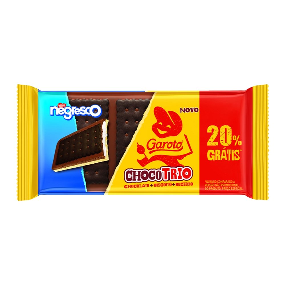 Chocolate Garoto Chocotrio Negresco 90g - Embalagem com 12 Unidades