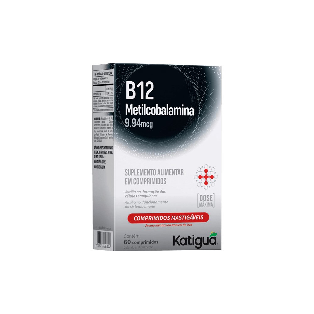 Vitamina B12 Metilcobalamina Mastigavel Dose Max 60Cpr Katigua