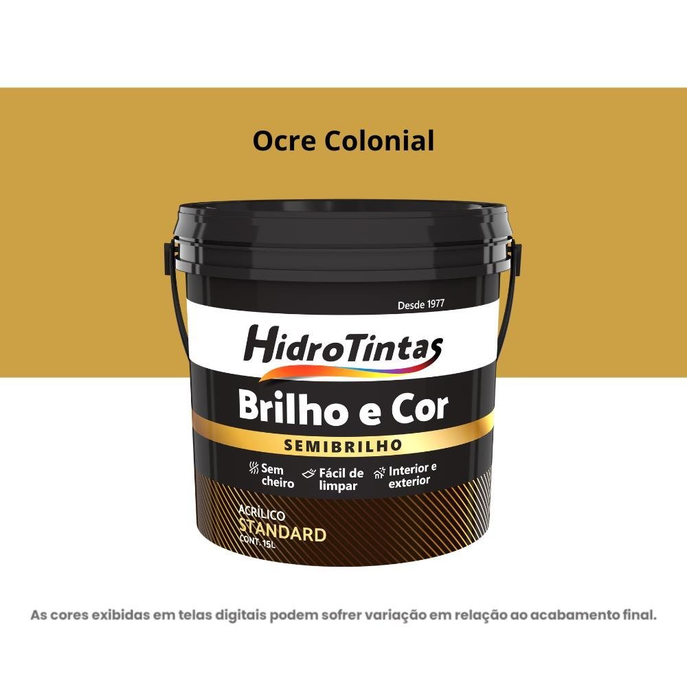 Tinta Acrílica Standard Semibrilho 15L Brilho E Cor Ocre Colonial Hidrotintas