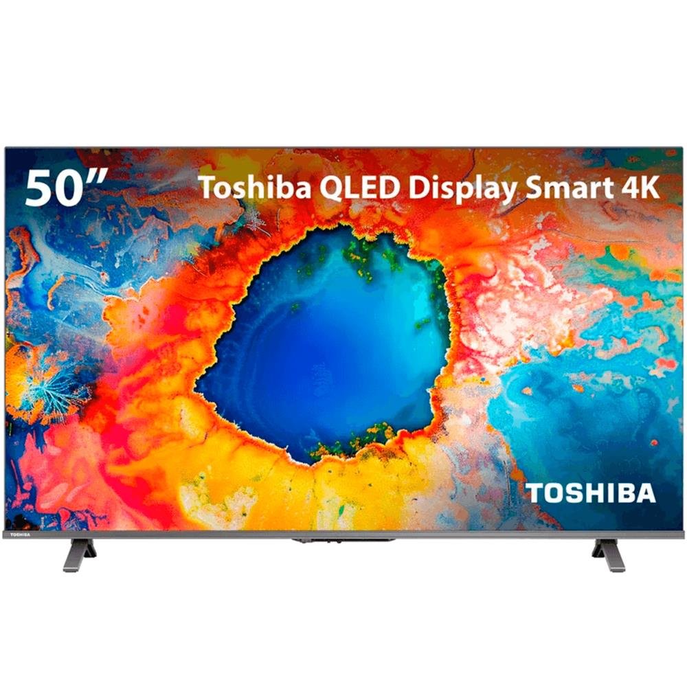 Smart Tv Toshiba 50 Qled 4K C/ Espelhamento De Tela, Dolby Audio, Dolby Vision Atmos, Comando De Voz, Bluetooth, Wi-Fi, 3Hdmi, 2Usb - Tb034m