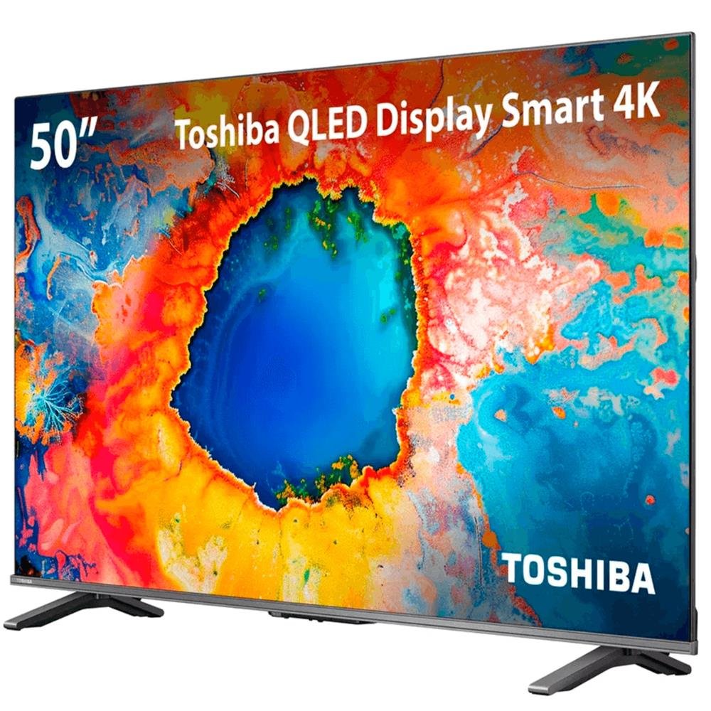 Smart Tv Toshiba 50 Qled 4K C/ Espelhamento De Tela, Dolby Audio, Dolby Vision Atmos, Comando De Voz, Bluetooth, Wi-Fi, 3Hdmi, 2Usb - Tb034m