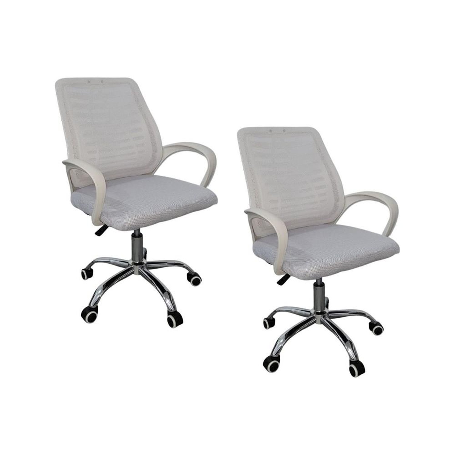 Kit 2 Cadeiras De Escritório Oficial Esteirinha Mesh Ergonômica Giratória Branco
