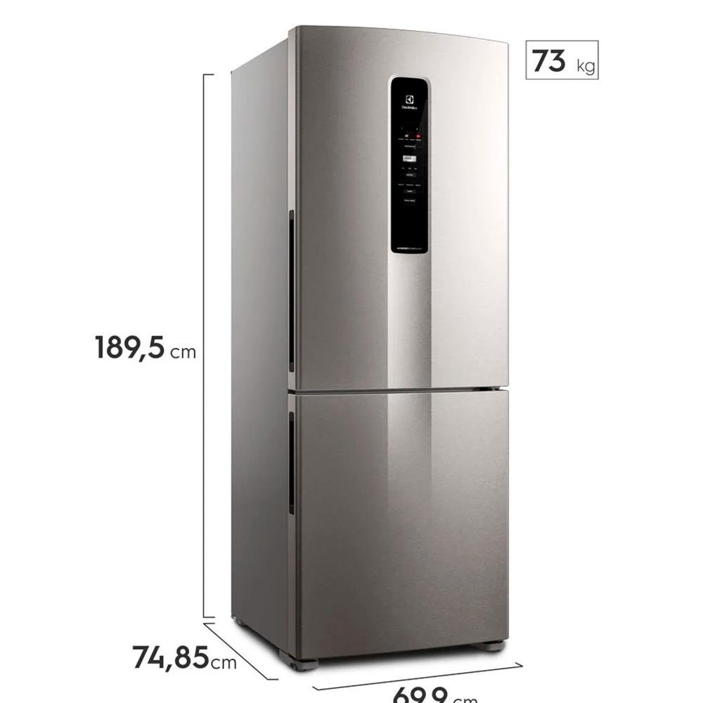 Geladeira Electrolux Frost Free Inverter 490L Efficient Com Autosense Inverse Inox Look (Ib7s)