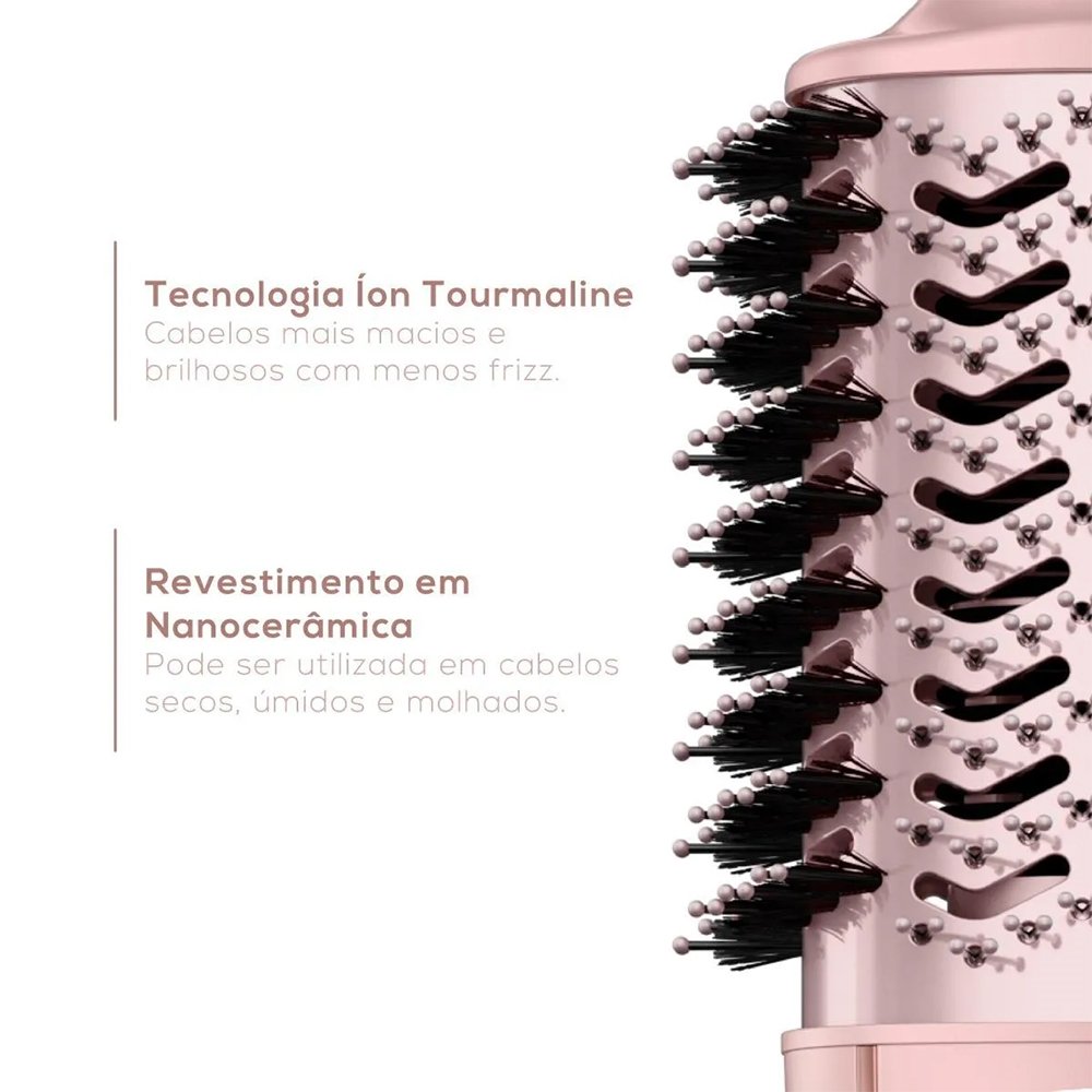 Escova Secadora de Cabelo Britânia BES36 Linha Viih Tube - 1300W, 4 em 1, Rosa, Bivolt