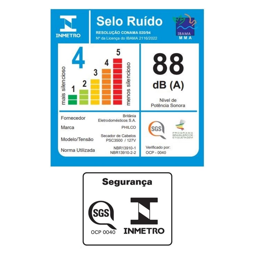 Secador 4 em 1 Philco PSC3500 - 1450W, 2 Velocidades, 3 Temperaturas, Cabo Dobrável, Dourado, 110V