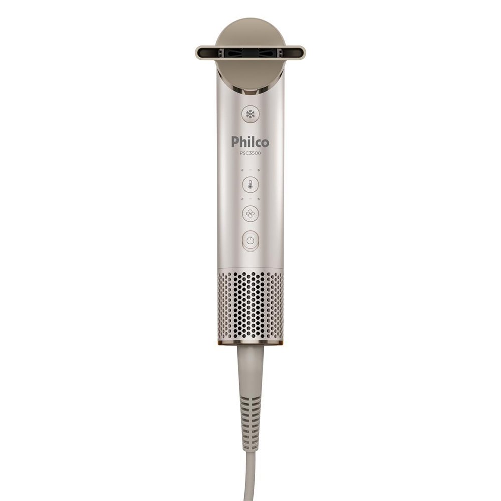 Secador 4 em 1 Philco PSC3500 - 1450W, 2 Velocidades, 3 Temperaturas, Cabo Dobrável, Dourado, 220V