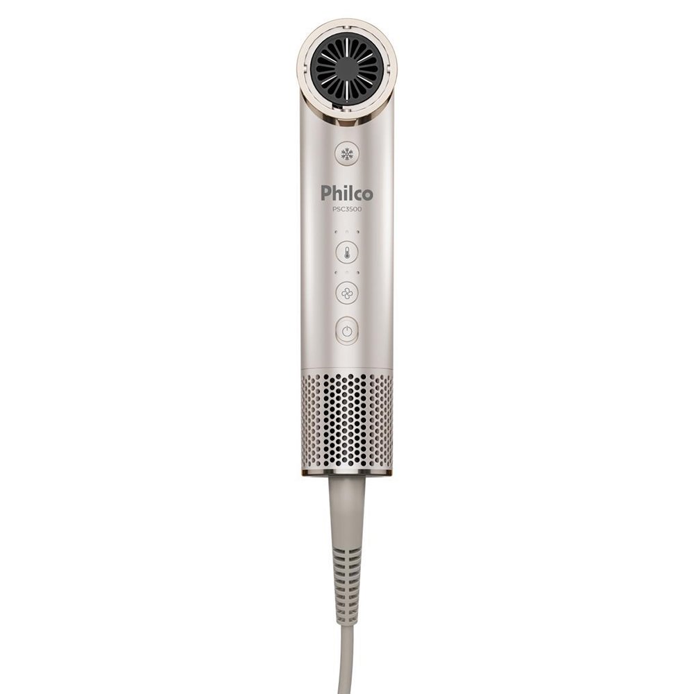 Secador 4 em 1 Philco PSC3500 - 1450W, 2 Velocidades, 3 Temperaturas, Cabo Dobrável, Dourado, 220V