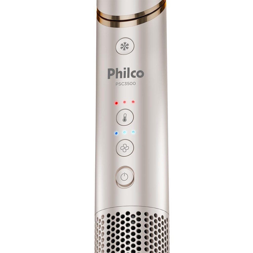 Secador 4 em 1 Philco PSC3500 - 1450W, 2 Velocidades, 3 Temperaturas, Cabo Dobrável, Dourado, 220V