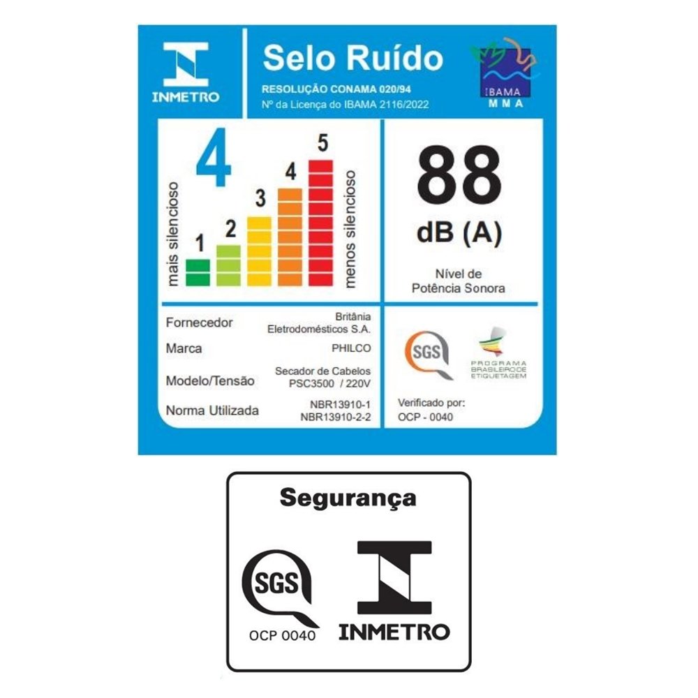 Secador 4 em 1 Philco PSC3500 - 1450W, 2 Velocidades, 3 Temperaturas, Cabo Dobrável, Dourado, 220V