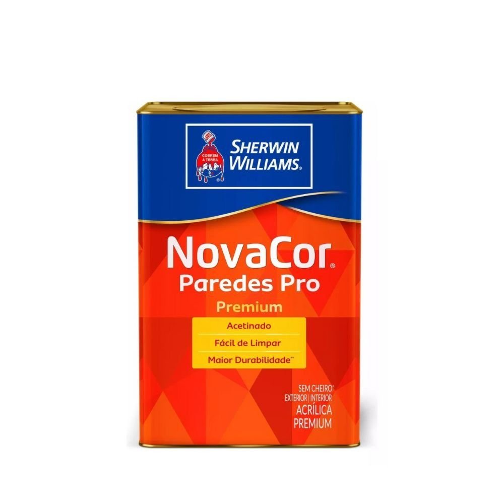 Tinta Acrílica Premium Acetinado Novacor Paredes Pro 18L 38600006 Branco Sherwin-Williams