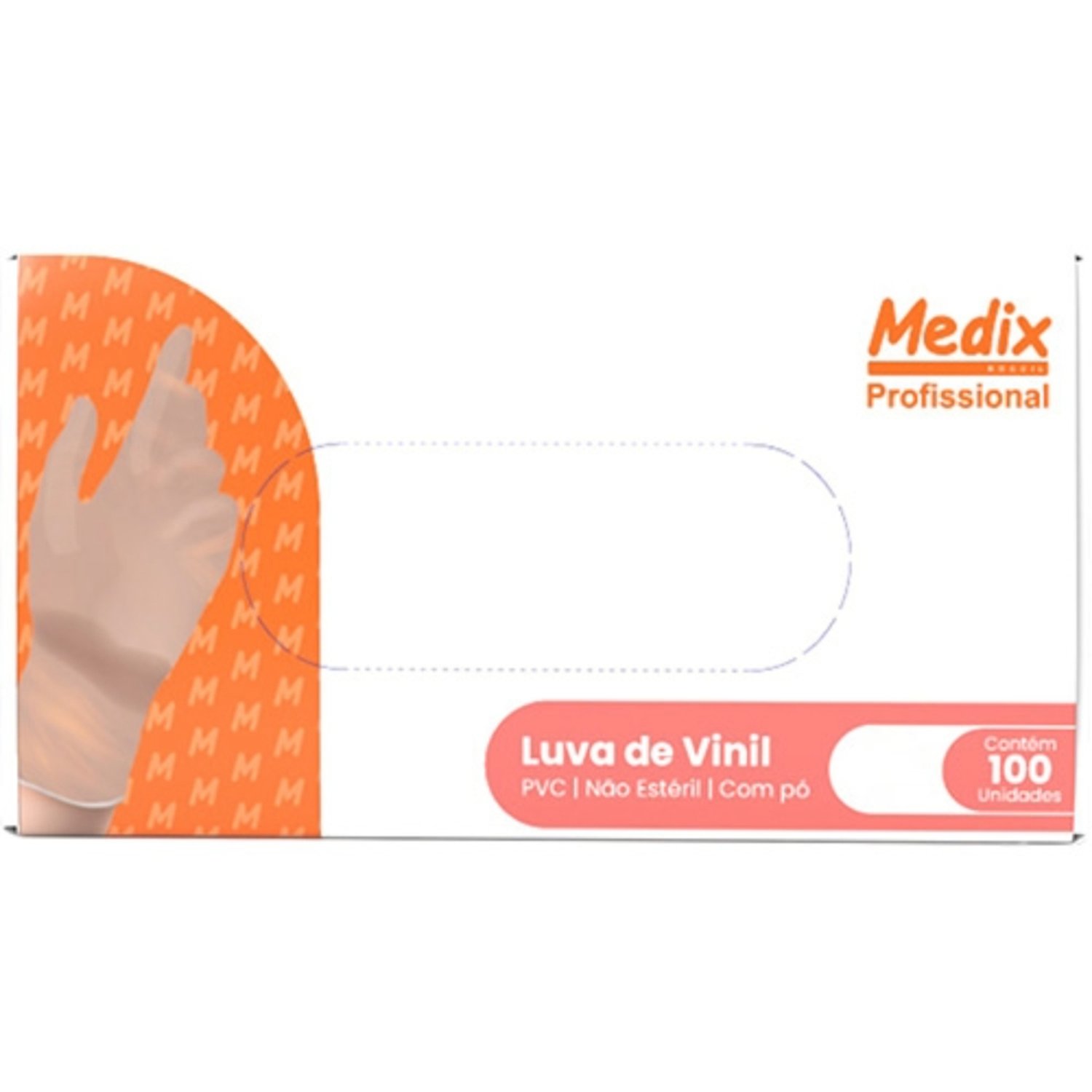 Luva Vinil Tamanho M Com 100 Unidades Com Po Medix