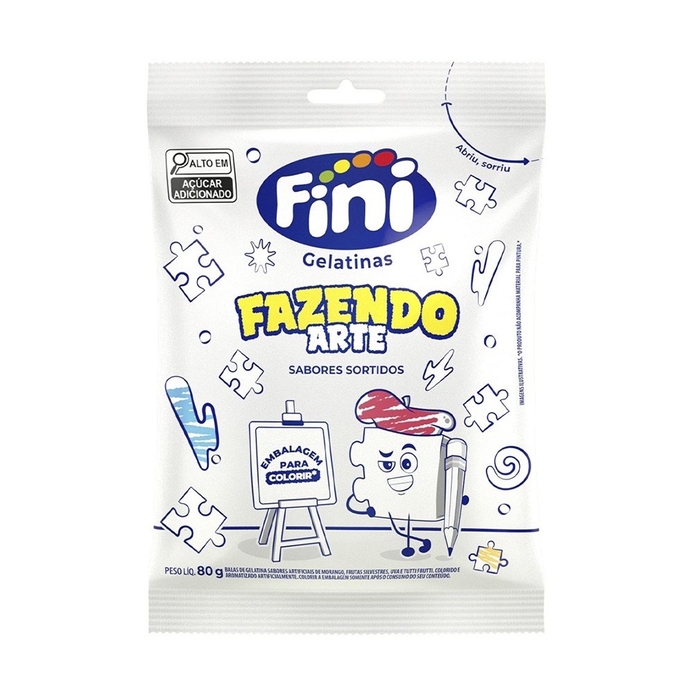 Bala Fini Gelatina Fazendo Arte Sabores Sortidos 80g - Embalagem com 12 Unidades