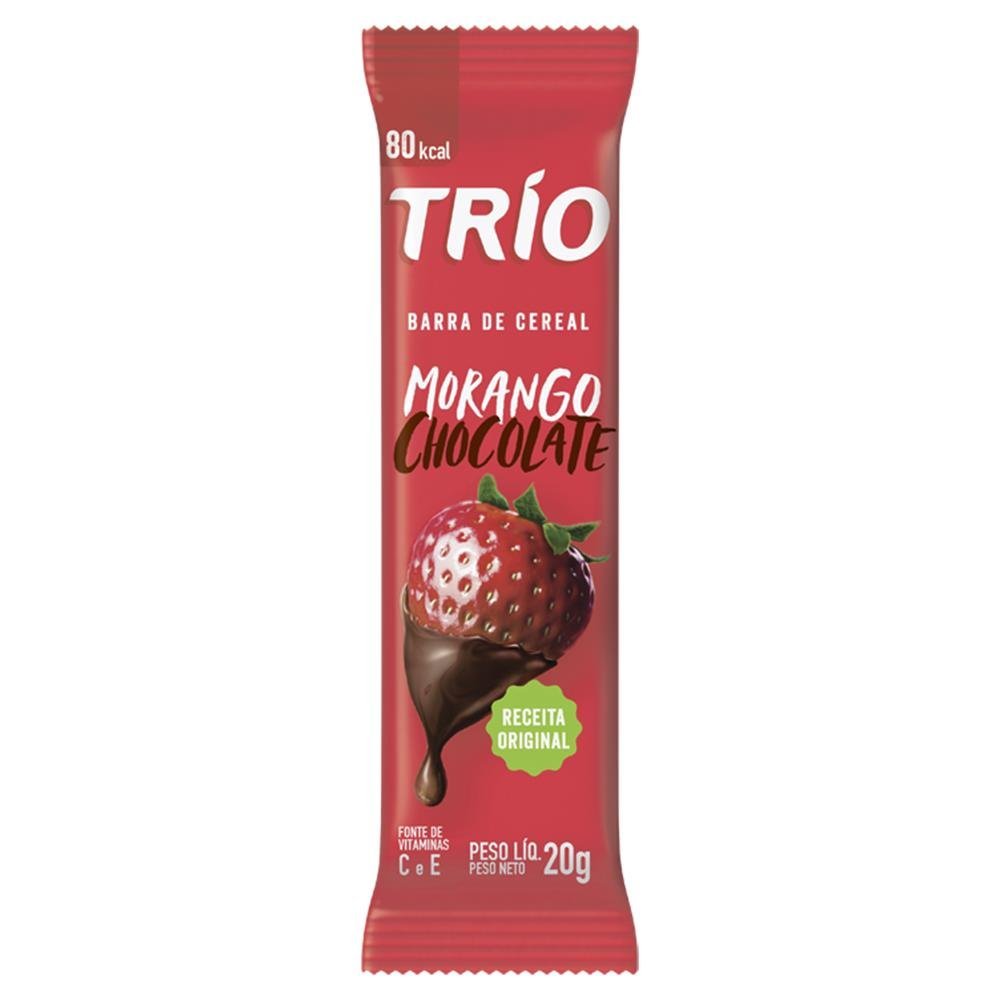 Barra De Cereal Trio Morango E Chocolate 20Gr - Embalagem 12X20 Gr