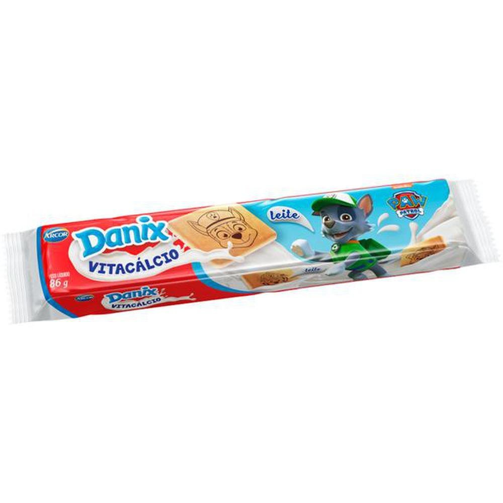 Biscoito Recheado Danix Leite Vitacalcio Patrulha Canina 86Gr - Embalagem 65X86 Gr