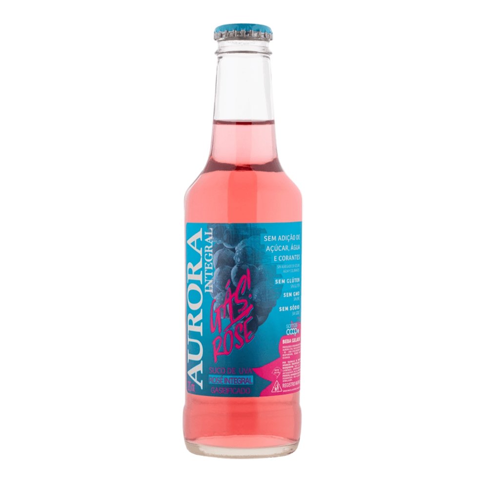 Suco de Uva Aurora Integral Rose Gaseificado Vidro 275ml - 4 Embalagens de 6 Unidades