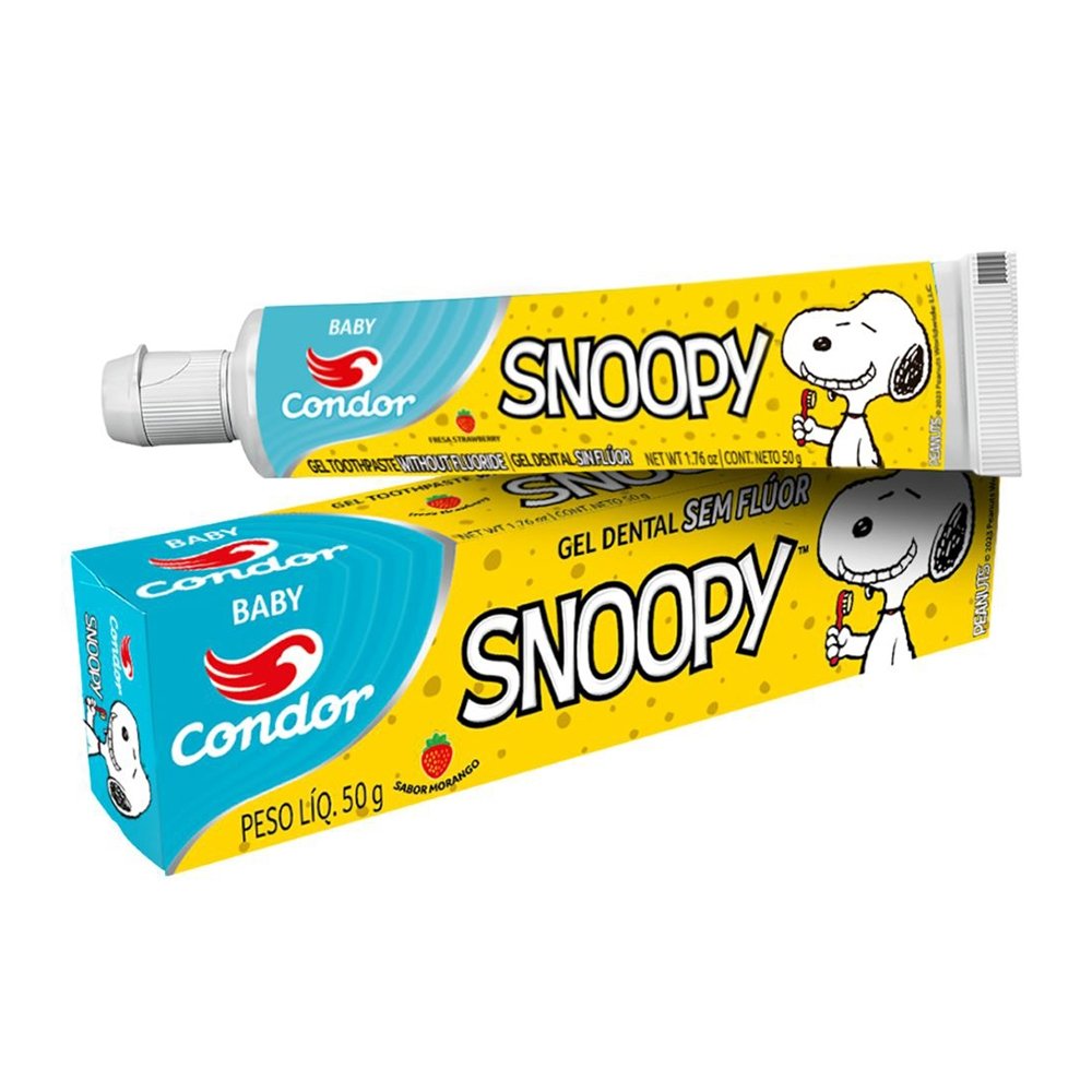 Creme Dental Condor Baby Snoopy sem Flúor 50g - Embalagem com 12 Unidades