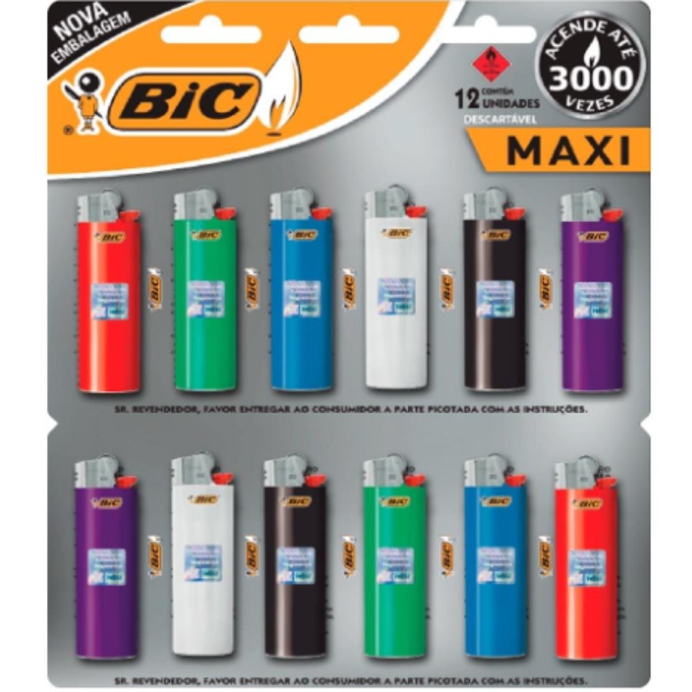 Isqueiro Bic Maxi Cartela C/12Un-Caixa/22