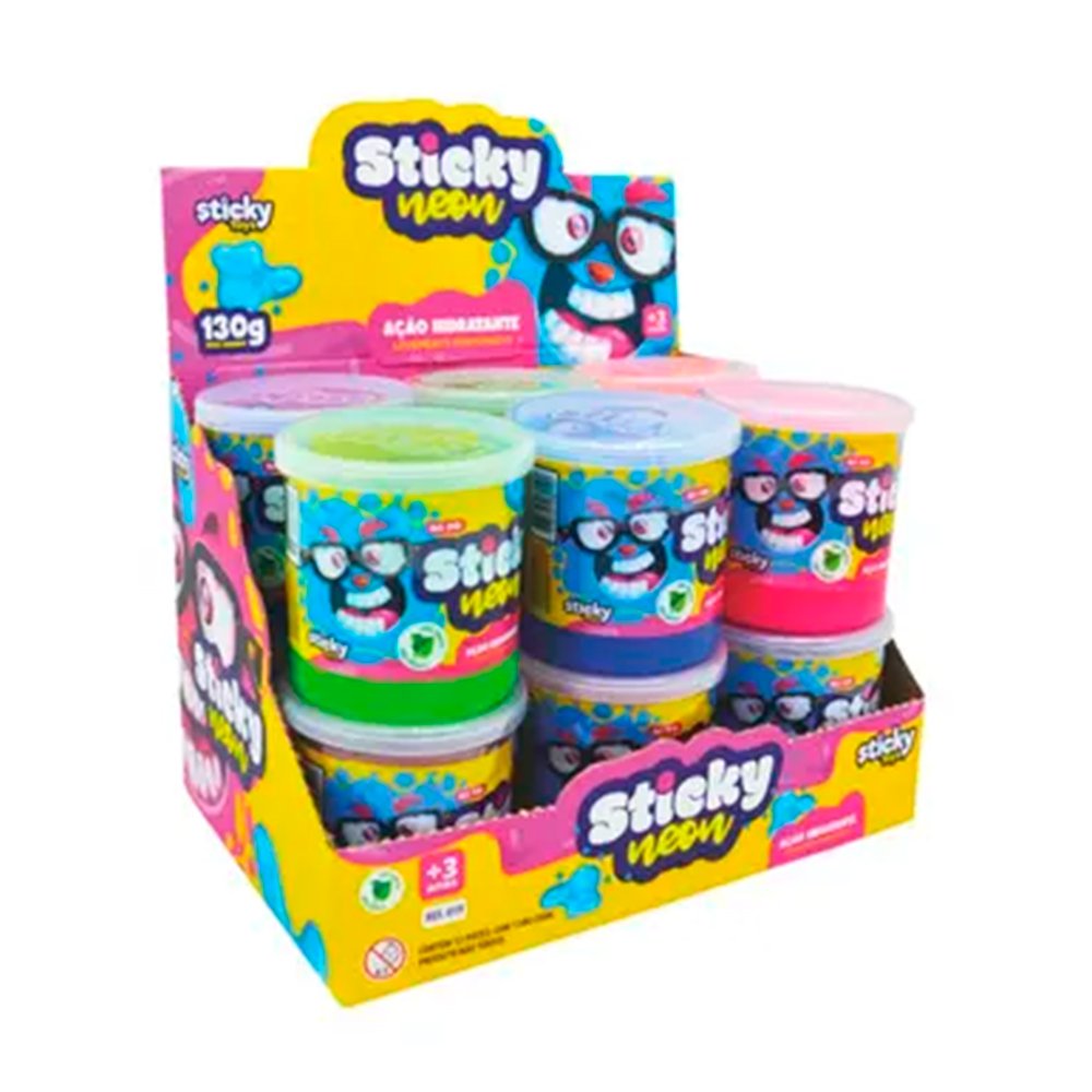 Sticky Neon Slime Glitter 130G Cores Sortidas V020 Sticky Toy