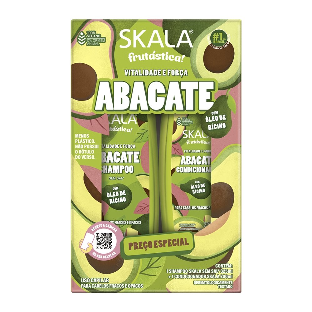 Kit Shampoo 325ml + Condicionador 200ml Skala Bomba Abacate