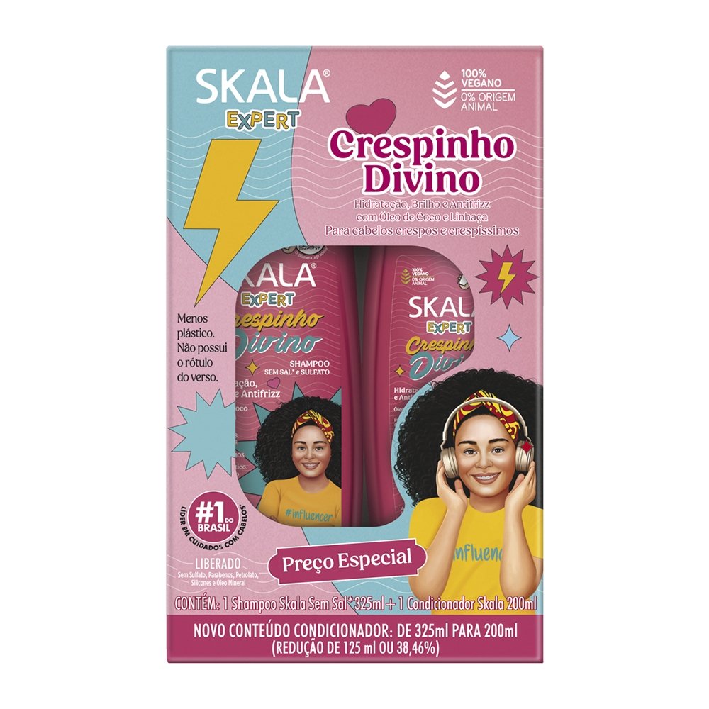 Kit Shampoo 325ml + Condicionador Skala Crespinho Divino 200ml