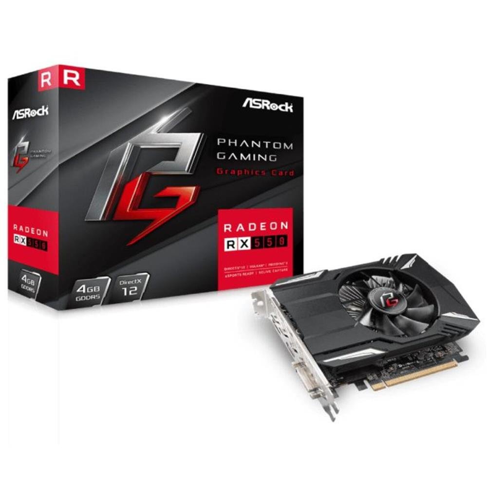 Placa De Vídeo Asrock Rx 550 Phantom Gaming, 4Gb, Gddr5 - 90-Ga07zz-00Uanf