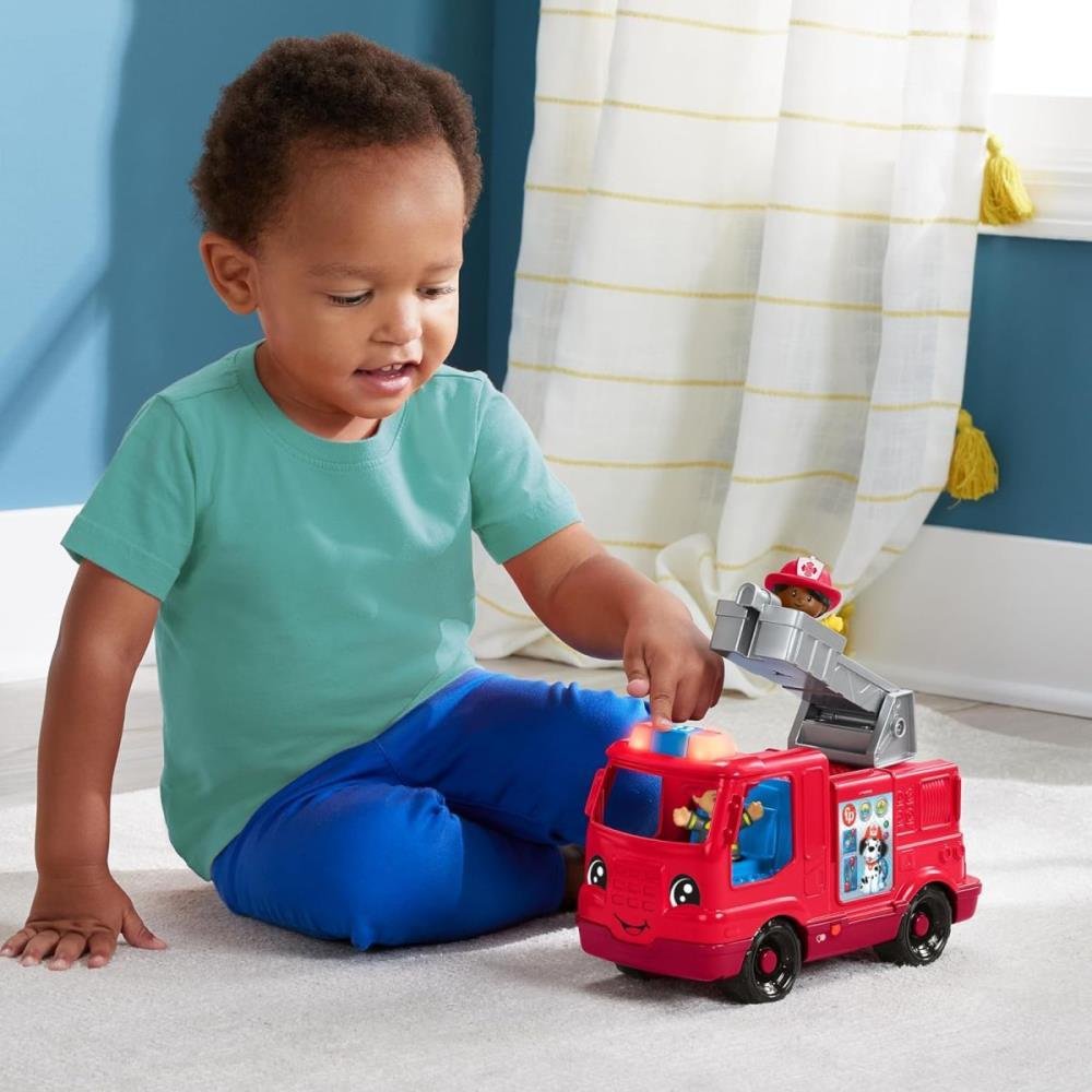 Caminhão De Bombeiros Fisher-Price Little People Com Som, Luz E 2 Figuras